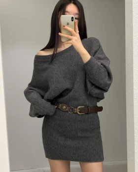 Korean style lazy package hip strapless knitted dress