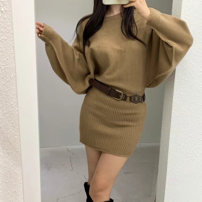 Korean style lazy package hip strapless knitted dress