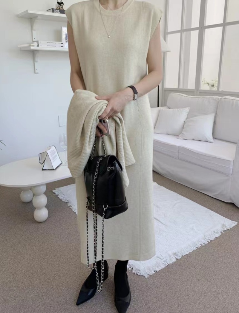 Korean style knitted cardigan long sleeve dress 2pcs set