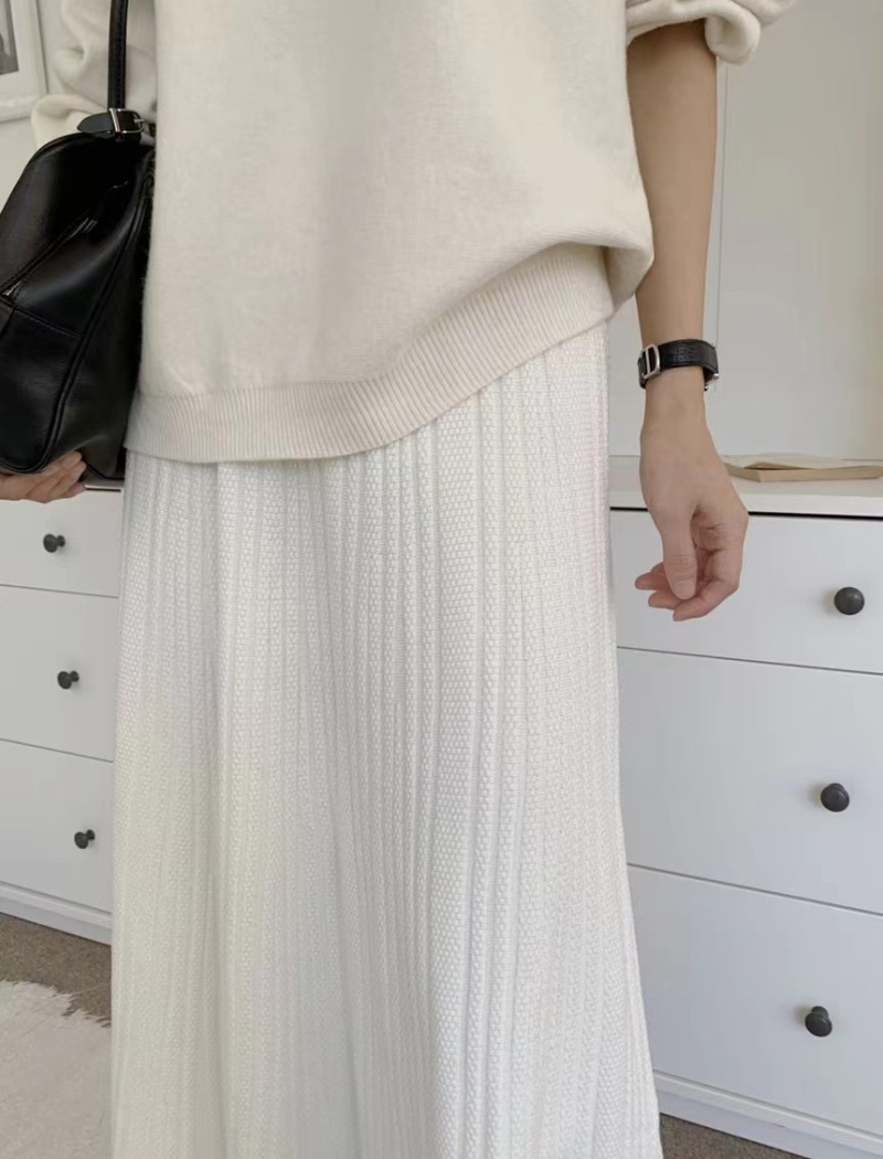 Korean style simple pit stripe knitted all-match skirt