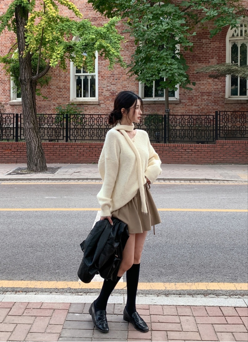 France style Korean style long sleeve simple sweater