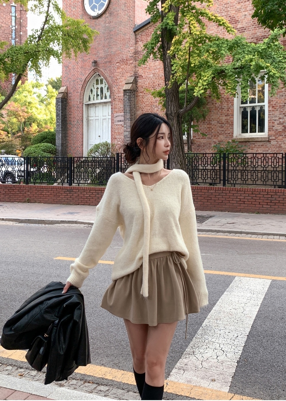 France style Korean style long sleeve simple sweater