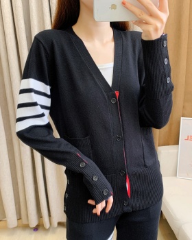 Red knitted sweater spring and autumn jacket for women