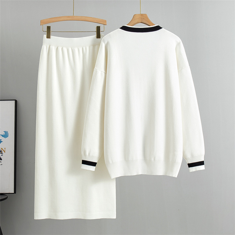 European style skirt fashion sweater 2pcs set