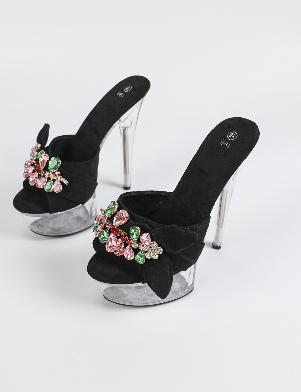 Fine-root catwalk shoes black wedding shoes for women