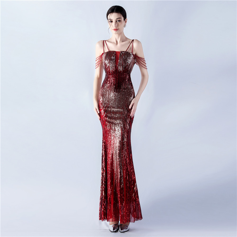 Beading preside colors sequins banquet evening dress