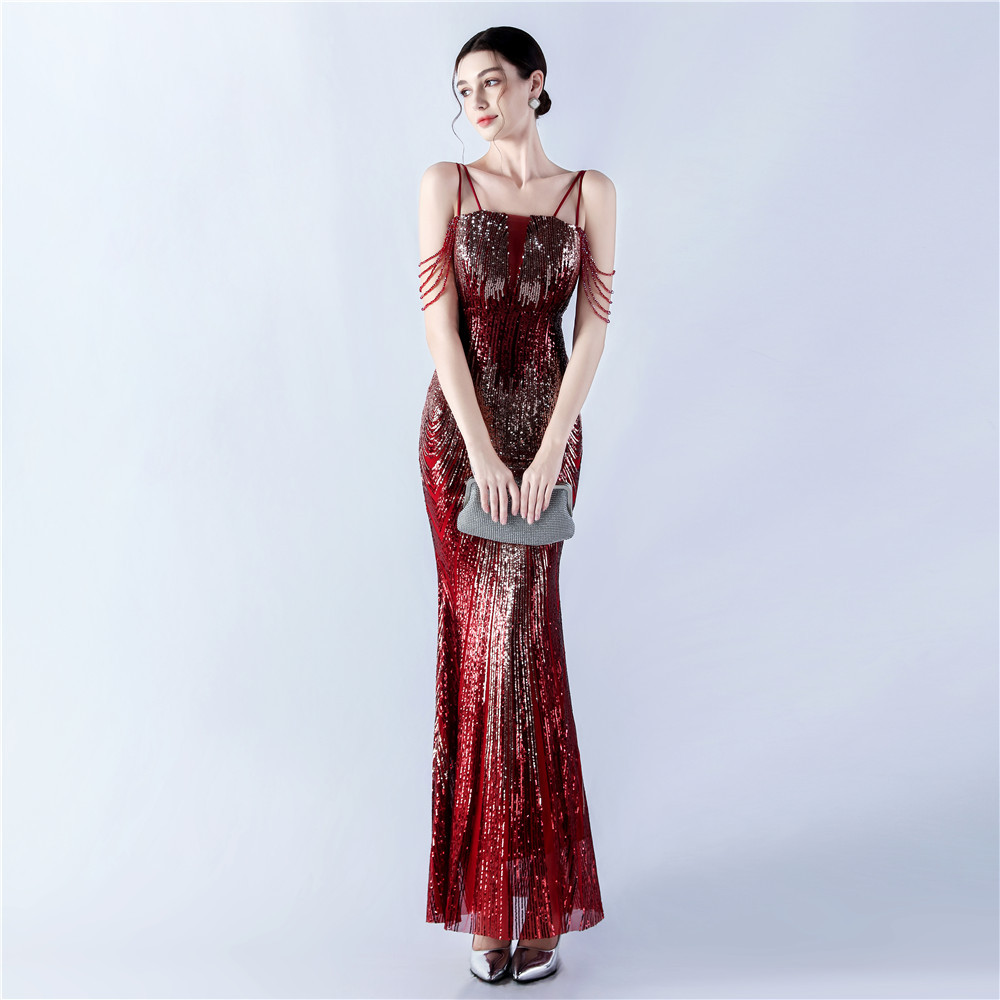 Beading preside colors sequins banquet evening dress