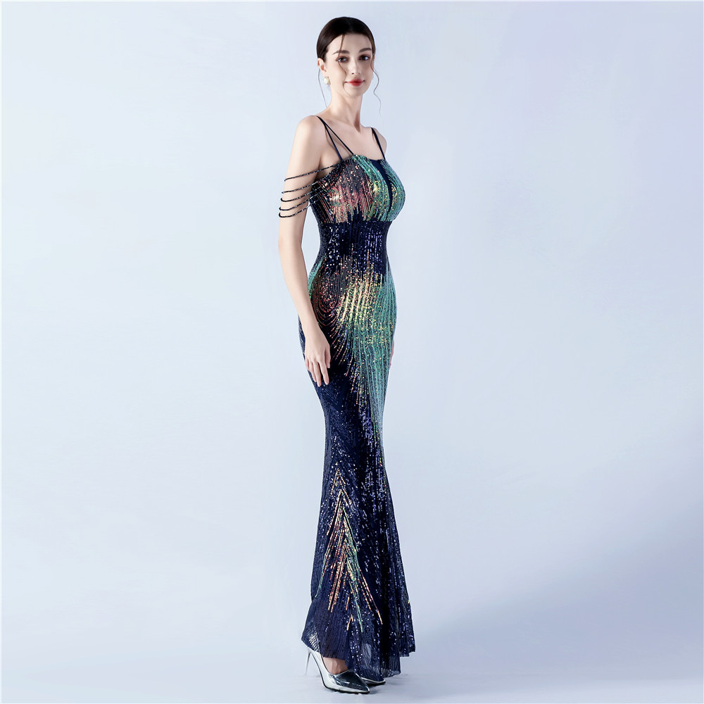 Beading preside colors sequins banquet evening dress