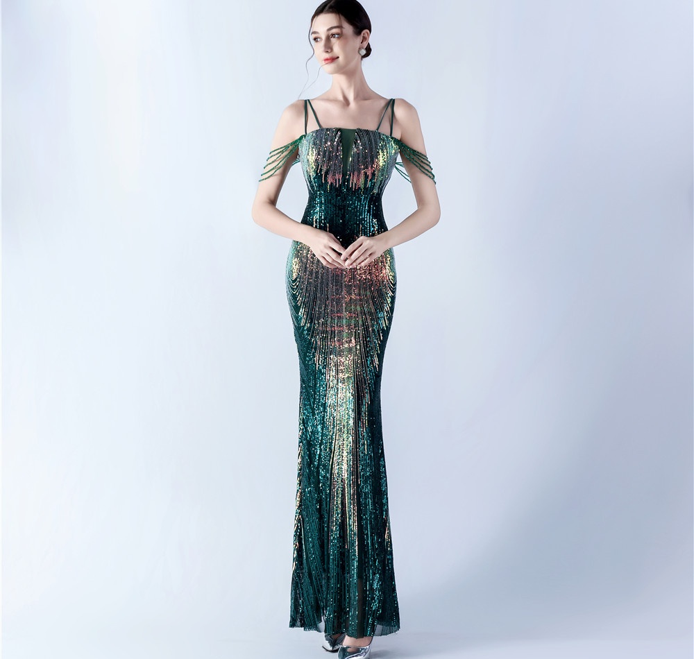 Beading preside colors sequins banquet evening dress