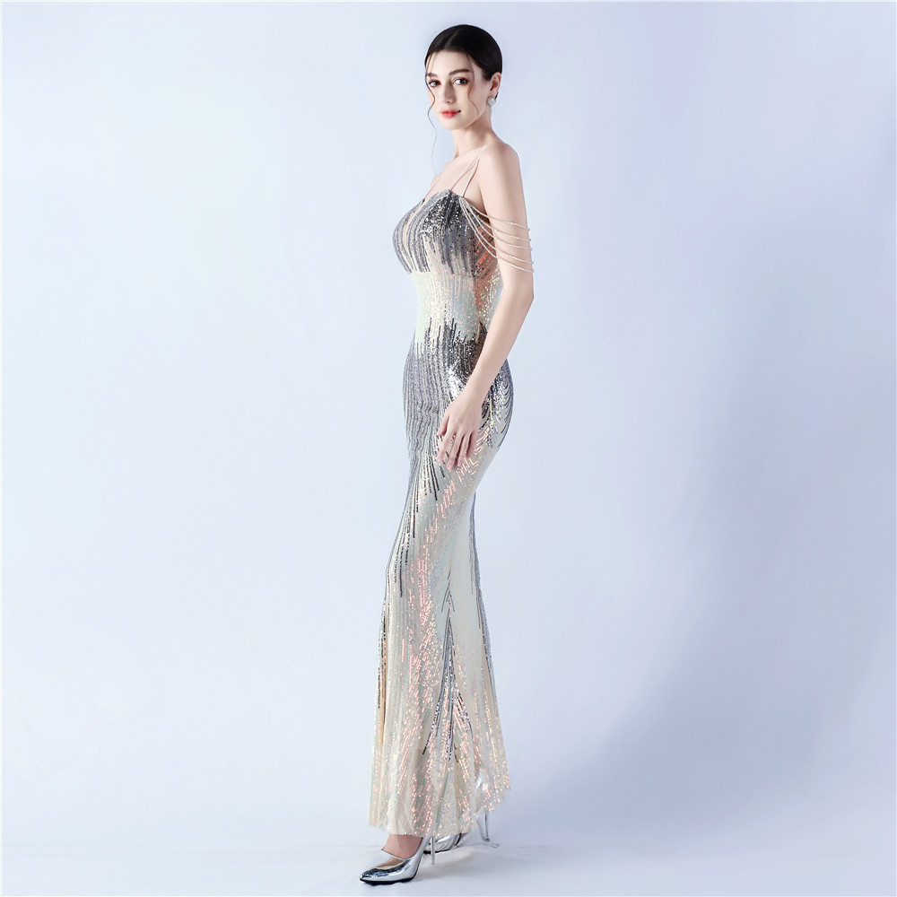 Beading preside colors sequins banquet evening dress