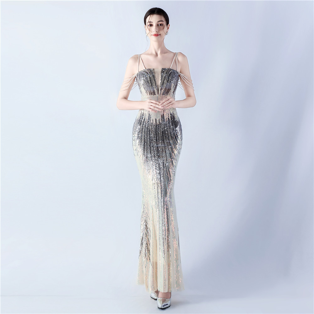 Beading preside colors sequins banquet evening dress