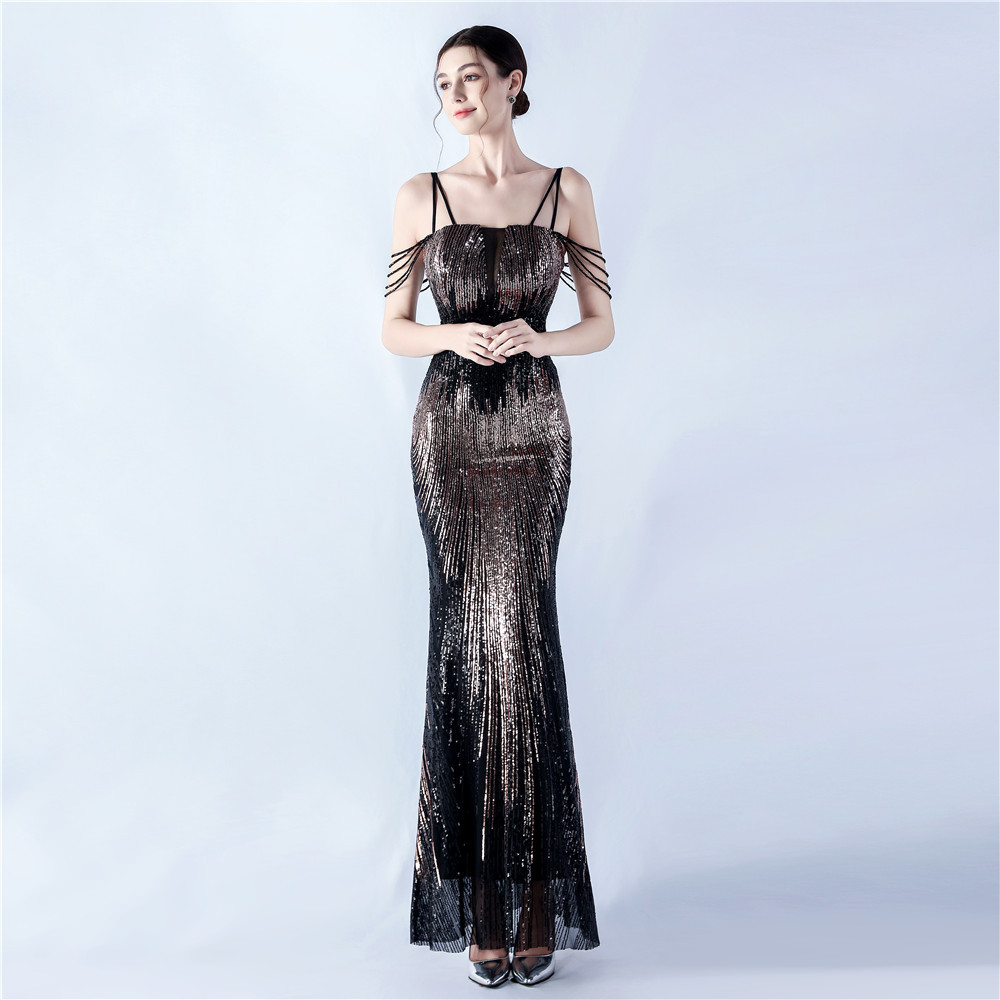 Beading preside colors sequins banquet evening dress