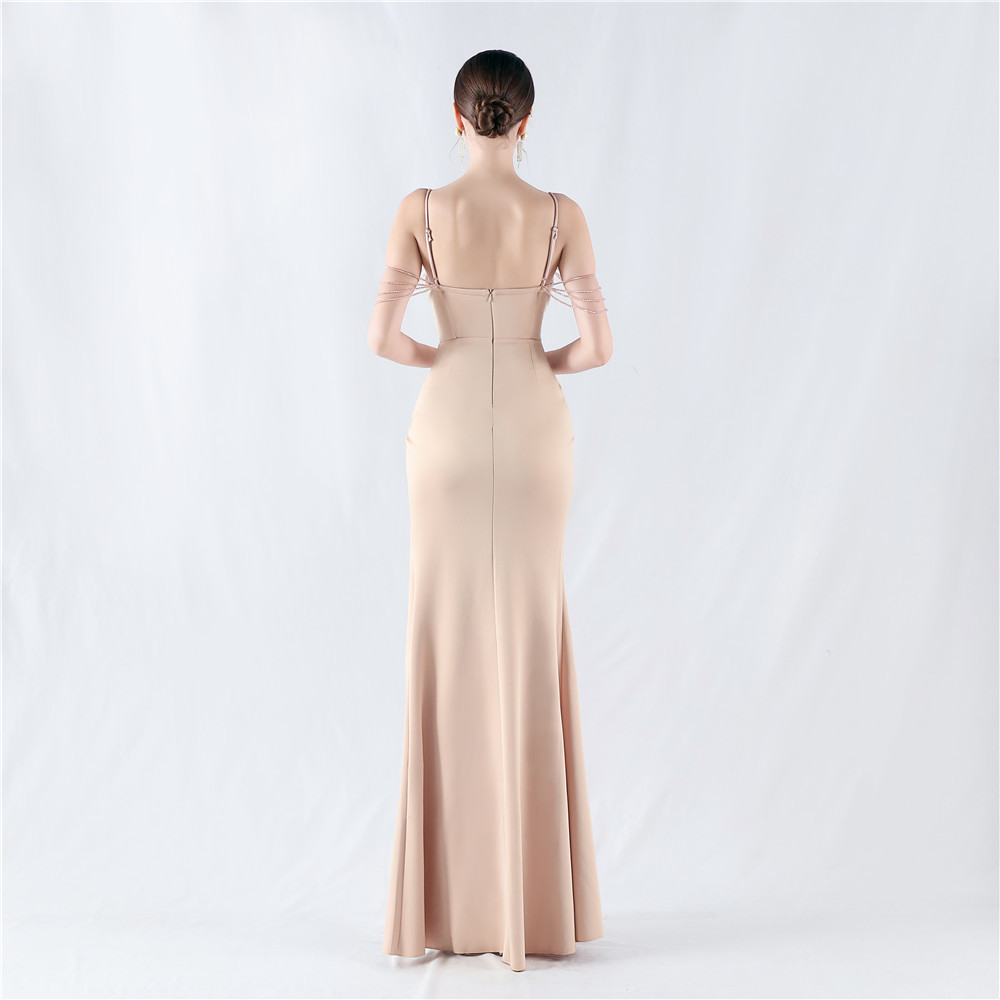 Rhinestone sexy beading sling evening dress