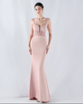 Pinched waist banquet beading perform preside evening dress