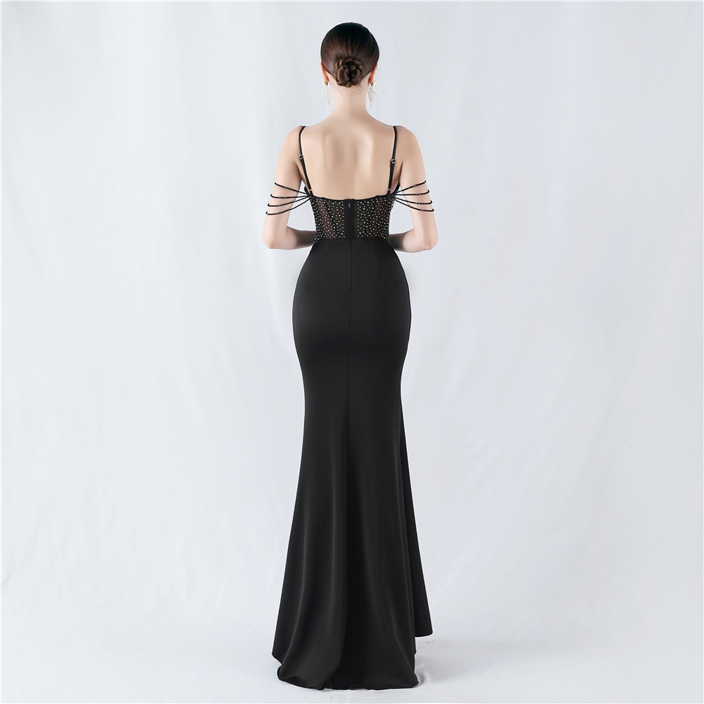 Pinched waist banquet beading perform preside evening dress