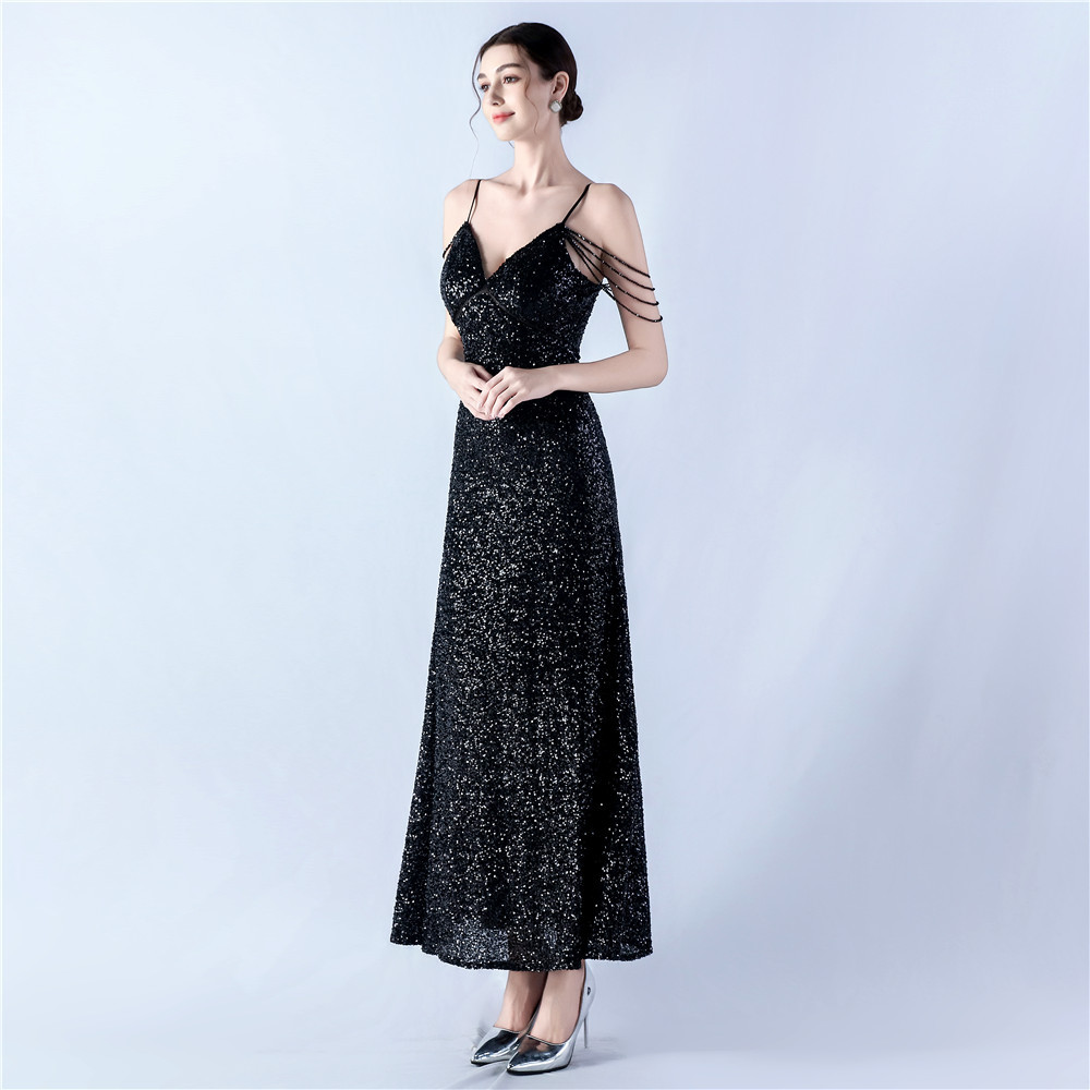 Big skirt gauze evening dress sling formal dress