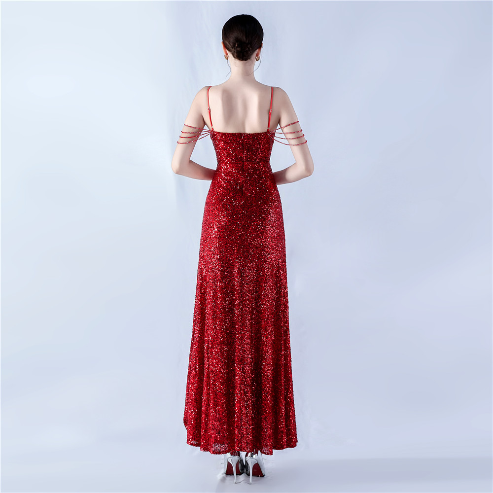 Big skirt gauze evening dress sling formal dress