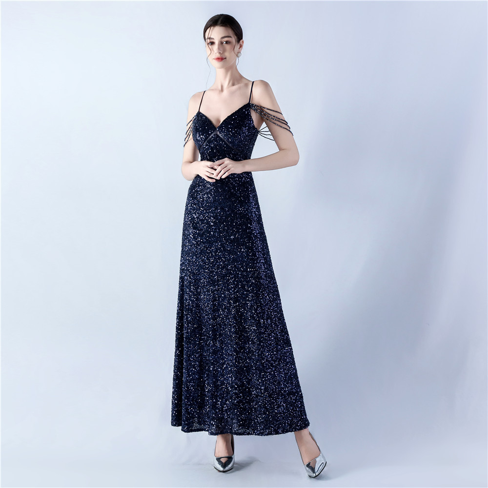 Big skirt gauze evening dress sling formal dress