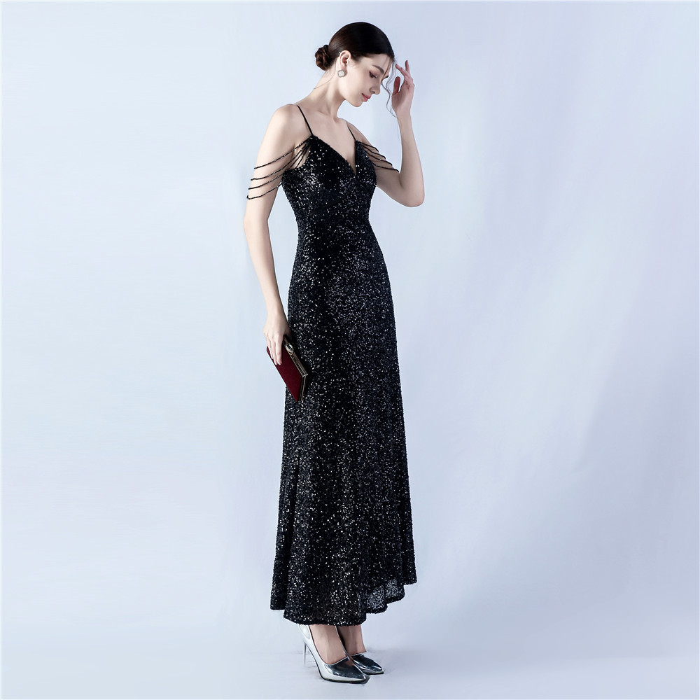 Big skirt gauze evening dress sling formal dress