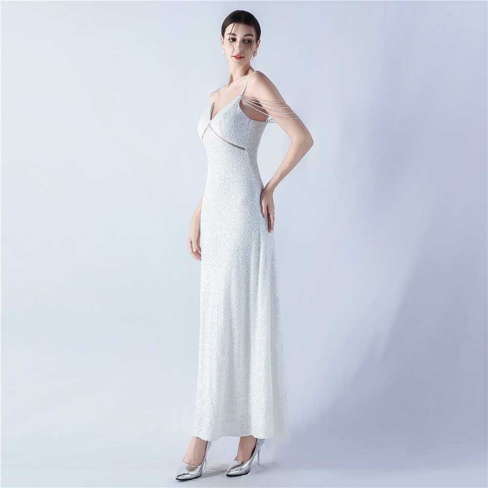 Big skirt gauze evening dress sling formal dress