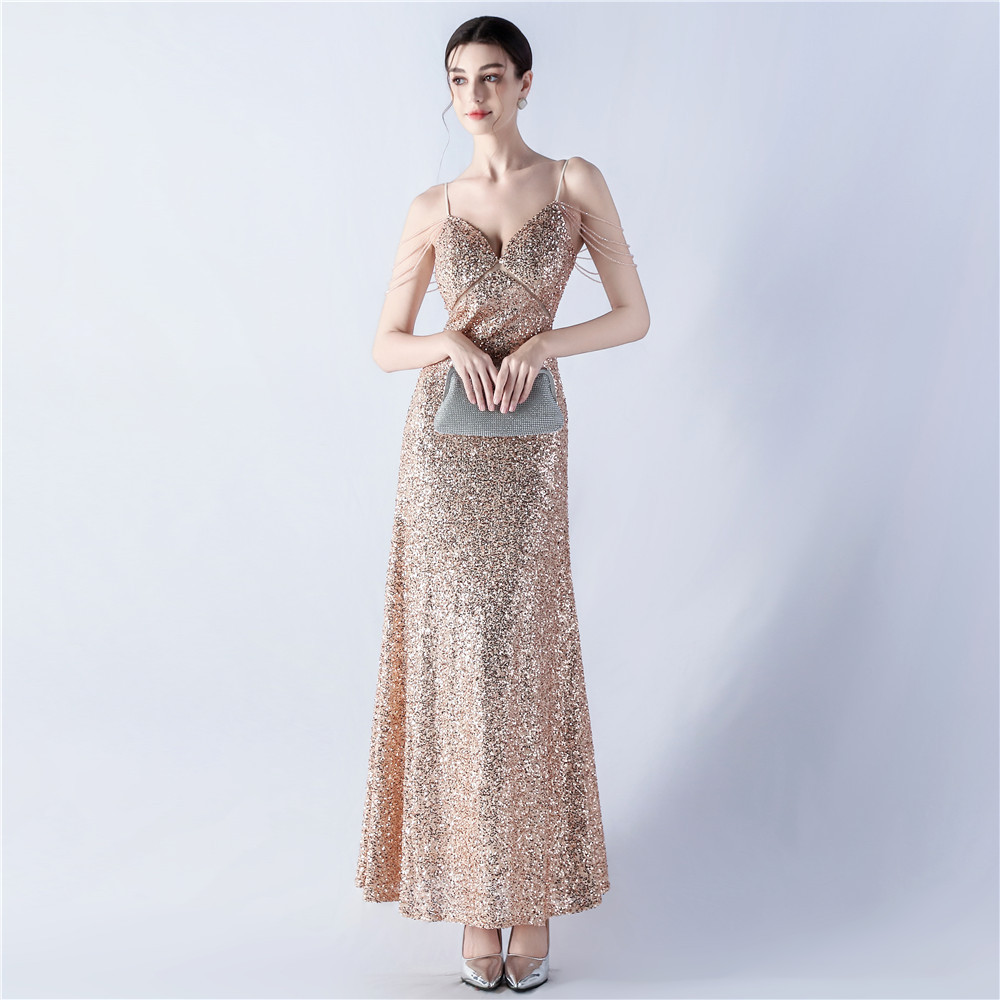 Big skirt gauze evening dress sling formal dress