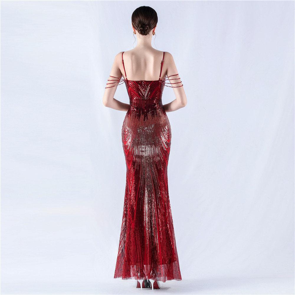 Sling beading formal dress sequins colors evening dress