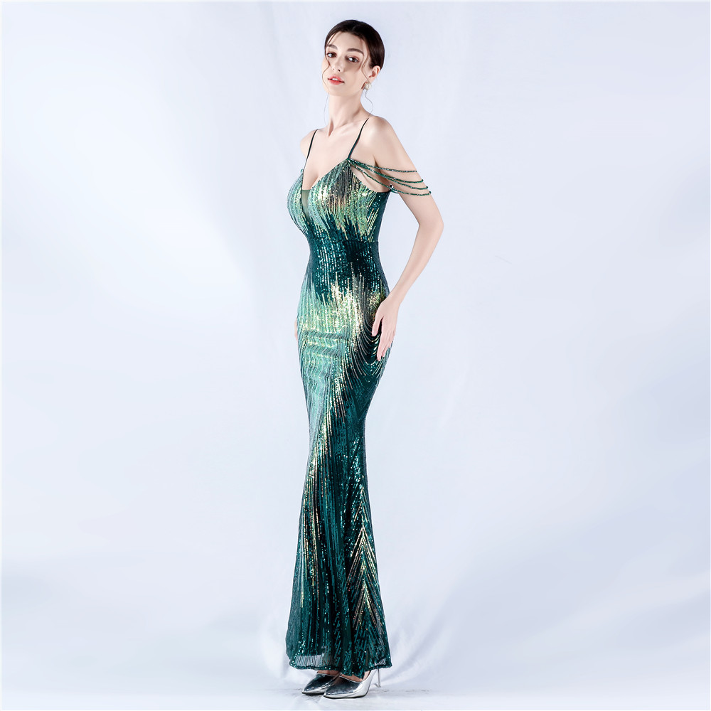 Sling beading formal dress sequins colors evening dress