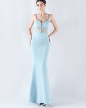 Mermaid shaping evening dress sling gauze waistcoat