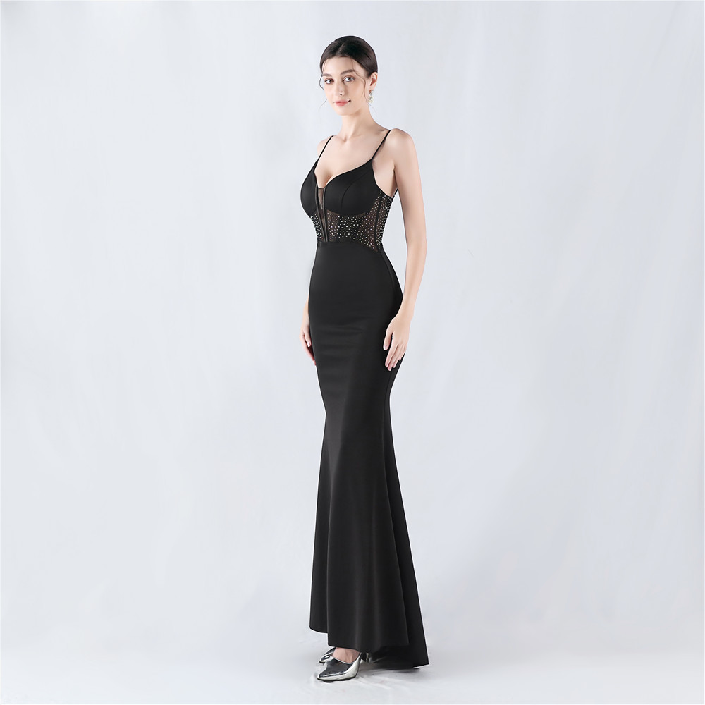 Mermaid shaping evening dress sling gauze waistcoat