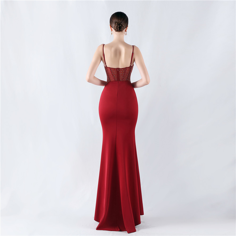 Mermaid shaping evening dress sling gauze waistcoat