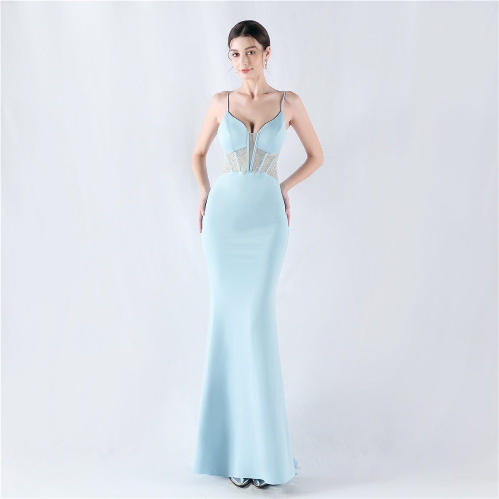 Mermaid shaping evening dress sling gauze waistcoat