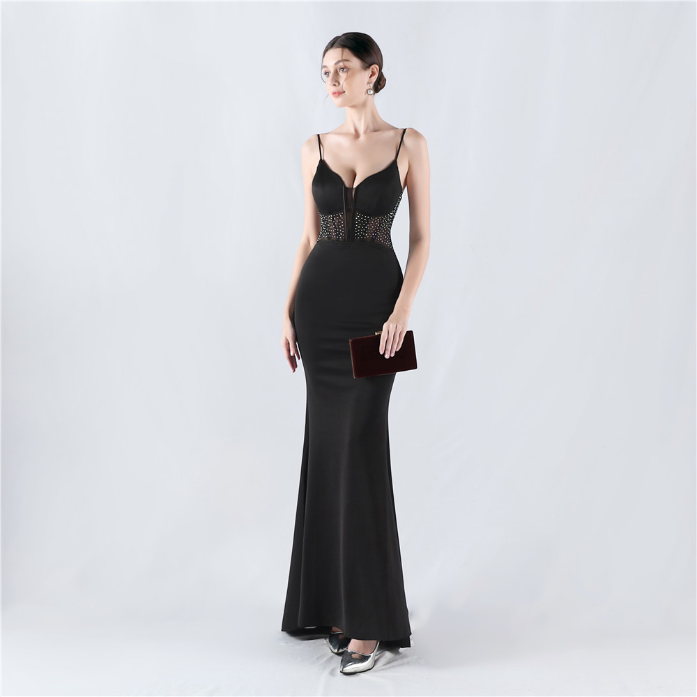 Mermaid shaping evening dress sling gauze waistcoat