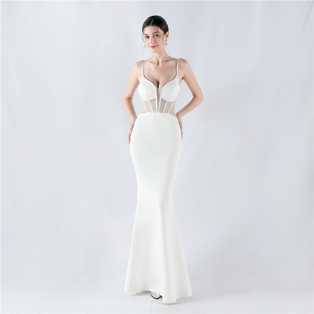 Mermaid shaping evening dress sling gauze waistcoat