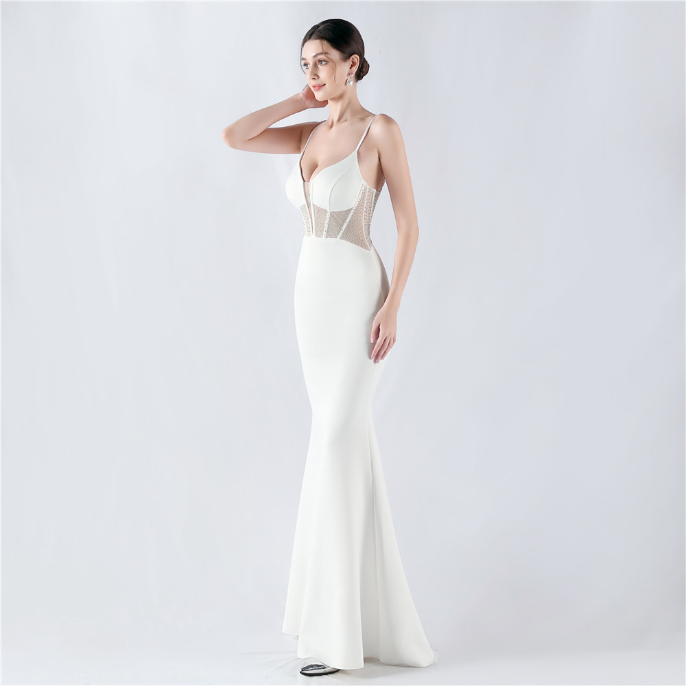 Mermaid shaping evening dress sling gauze waistcoat