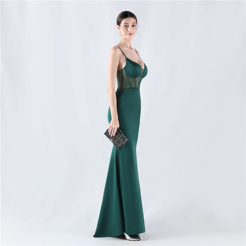 Mermaid shaping evening dress sling gauze waistcoat