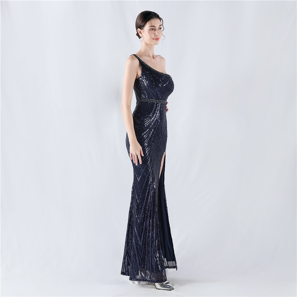 Shoulder colors evening dress beading sequins formal dress