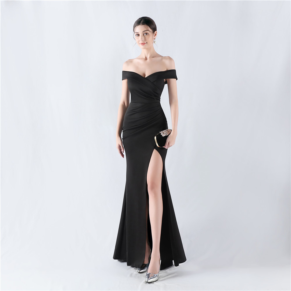 Flat shoulder classic evening dress