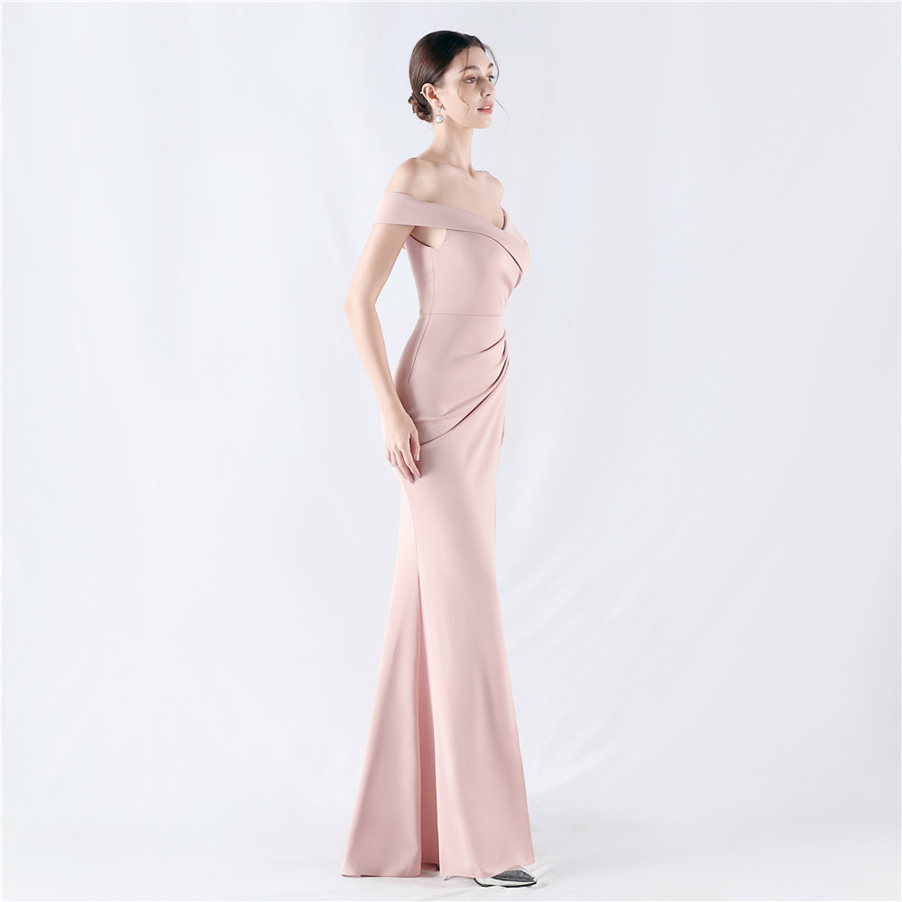 Flat shoulder classic evening dress