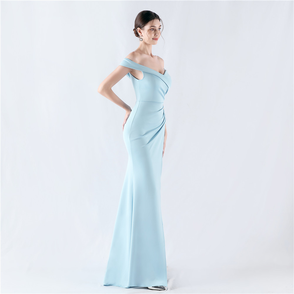 Flat shoulder classic evening dress