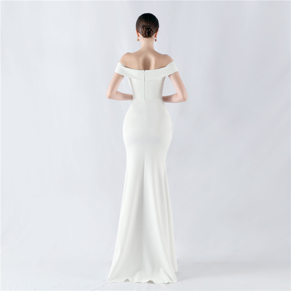 Flat shoulder classic evening dress