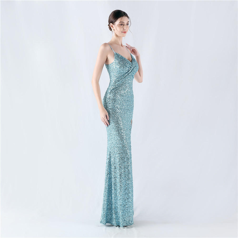 Sequins sling sexy evening dress