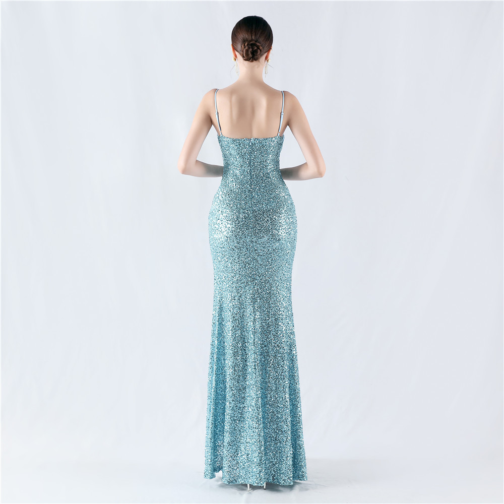 Sequins sling sexy evening dress