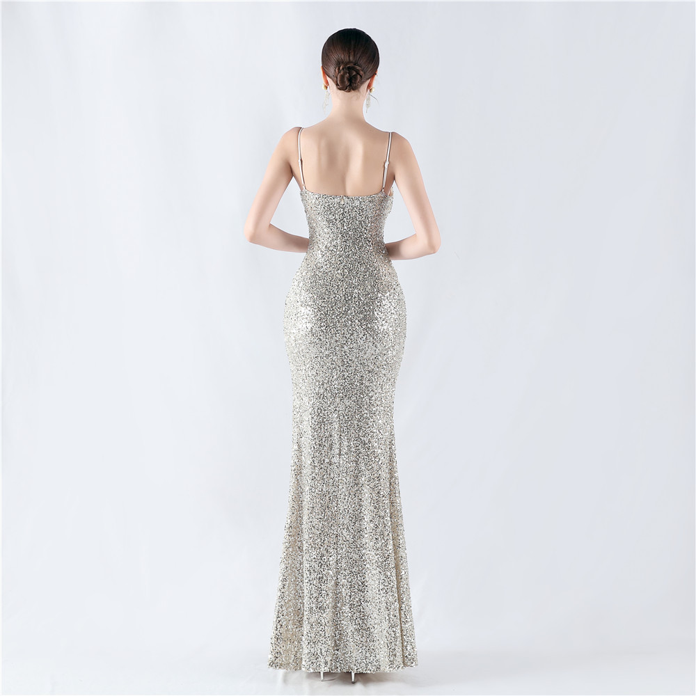 Sequins sling sexy evening dress