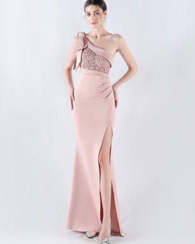 Rhinestone lace evening dress