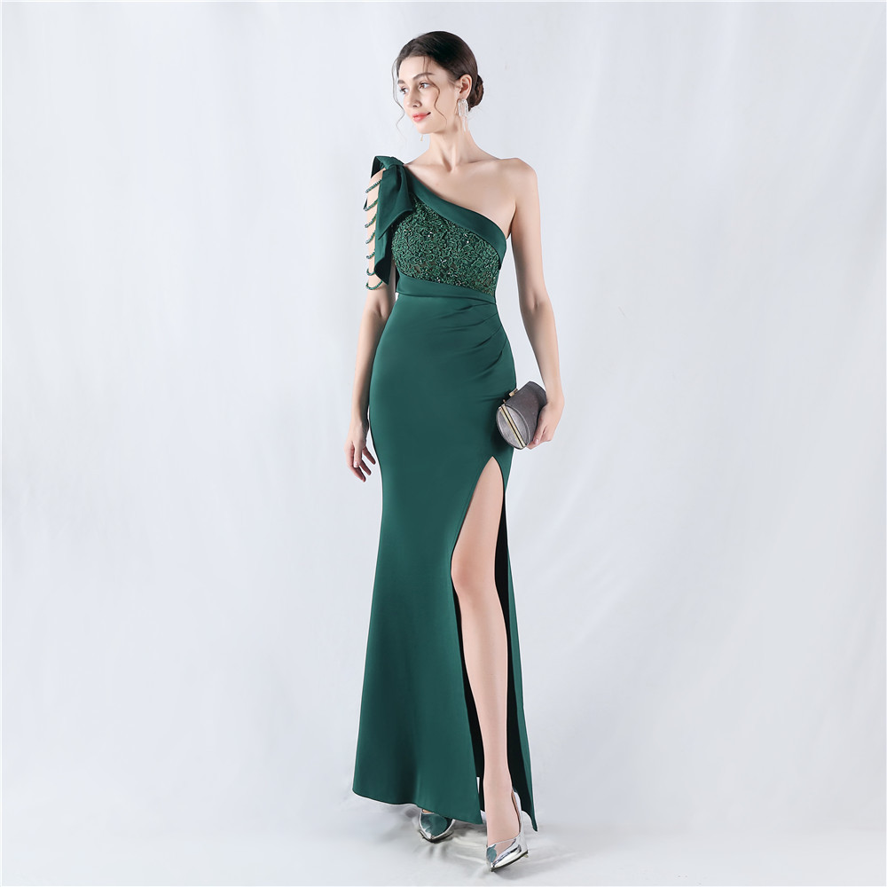 Rhinestone lace evening dress