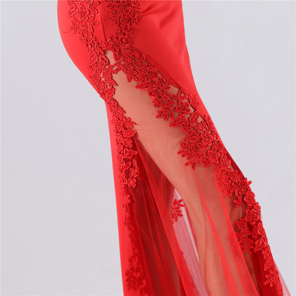 Beading rhinestone lace evening dress