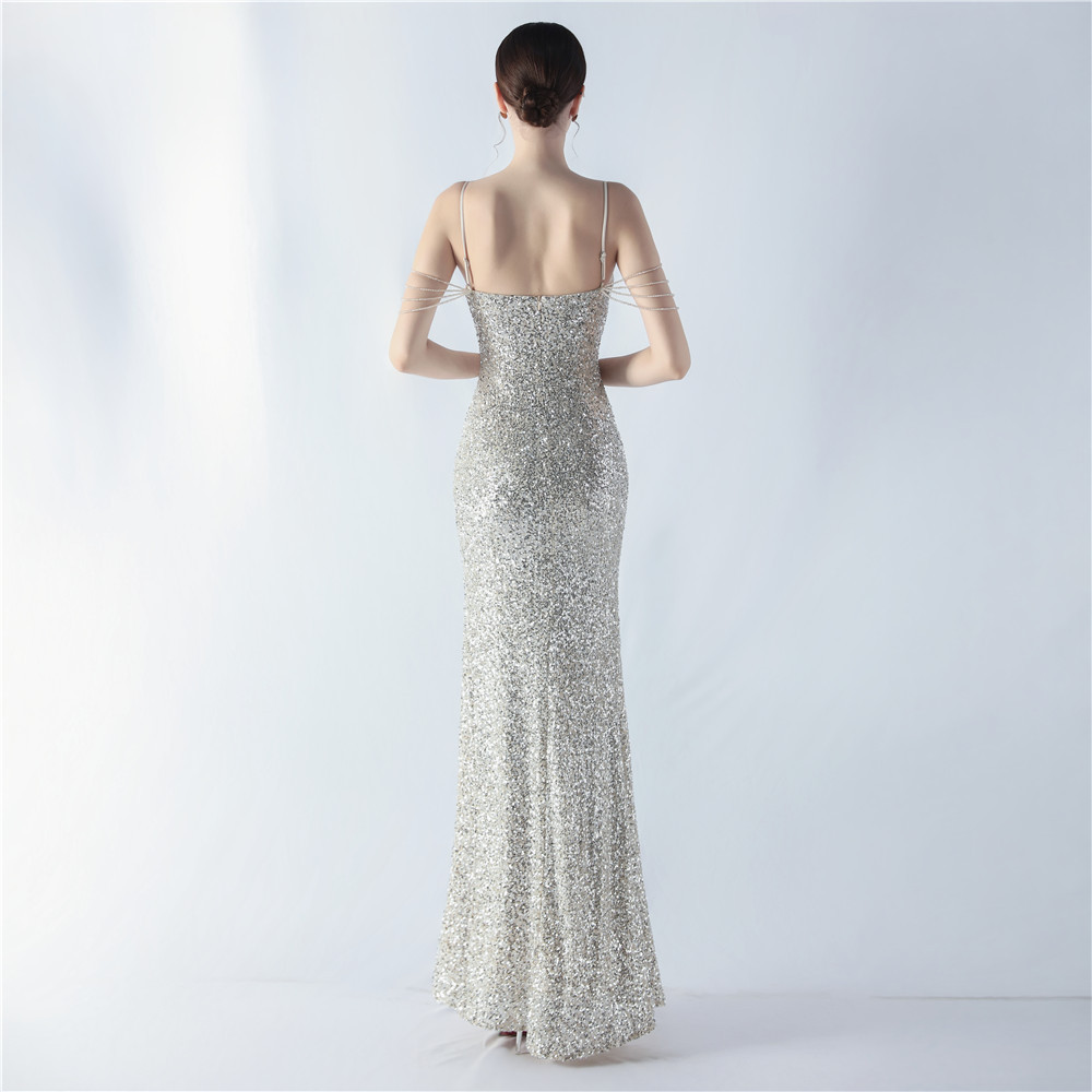 Sexy sling formal dress sequins beading evening dress