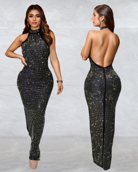 Rhinestone fashion slim halter sexy European style dress