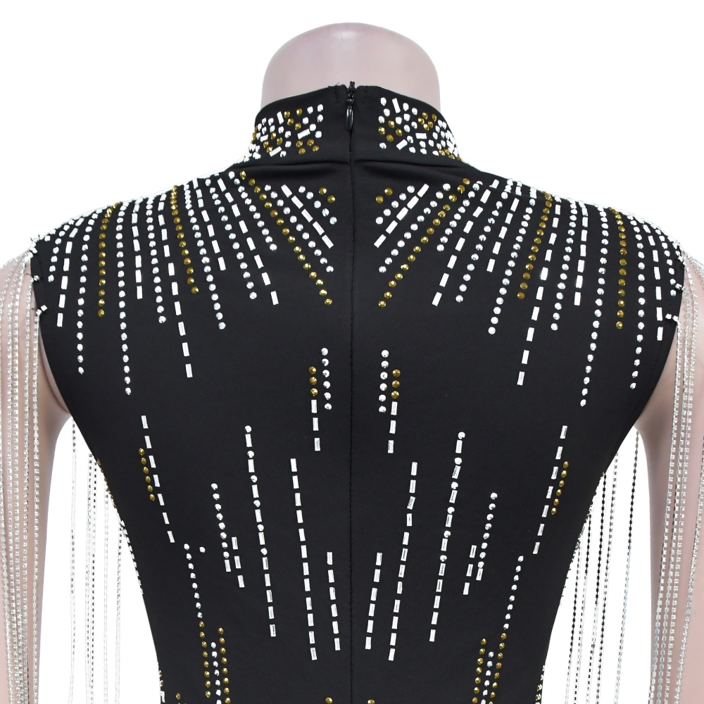 Rhinestone splice slim dress for women