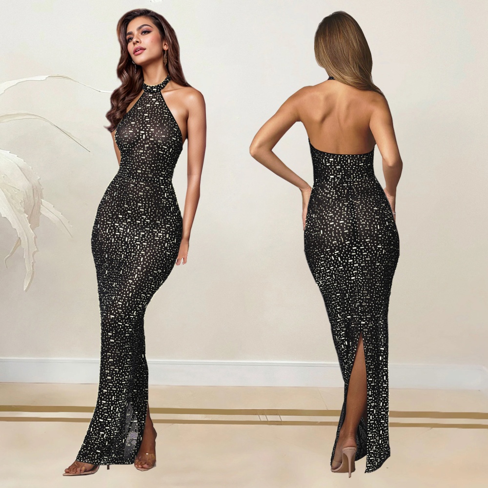 Rhinestone dress slim long dress for women